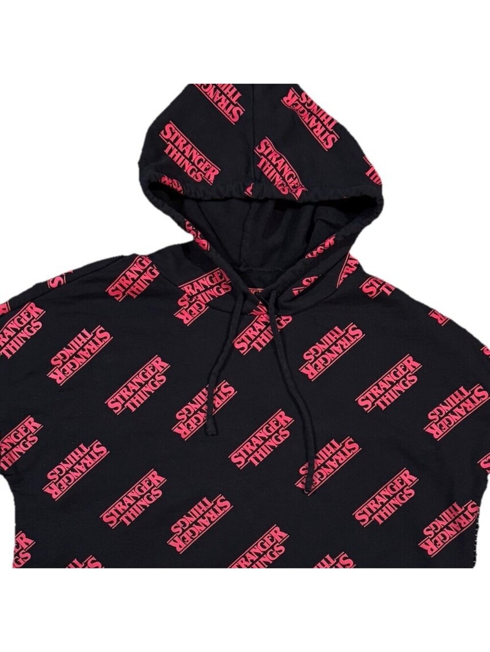 Stranger Things Netflix Official Hoodie L Black Red All Over Print Pullover